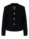 Dunst Black Crewneck Jacket With Contrasting Jewel Buttons In Black