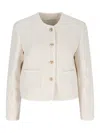 Dunst White Jacket With Round Neck And Front Jewel Button Cllosure In Cotton Blend Woman In White