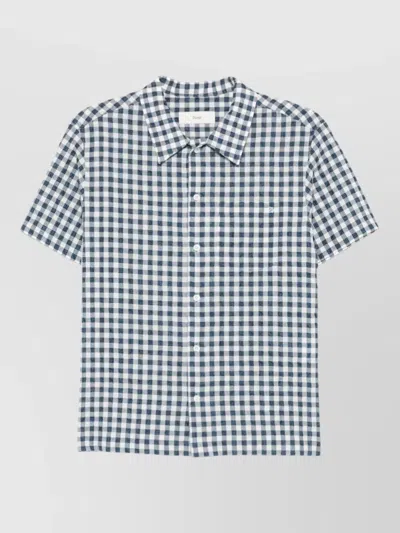 Dunst Gingham Cotton Blend Short Sleeve Shirt In Blue
