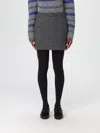 Dunst Zip Button Mini Skirt In Gray