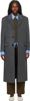Dunst Unisex 2-way 3 Button Merino Wool Coat In Charcoal Grey