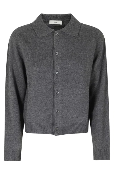 Dunst Gray Button-down Crew-neck Wool Cardigan