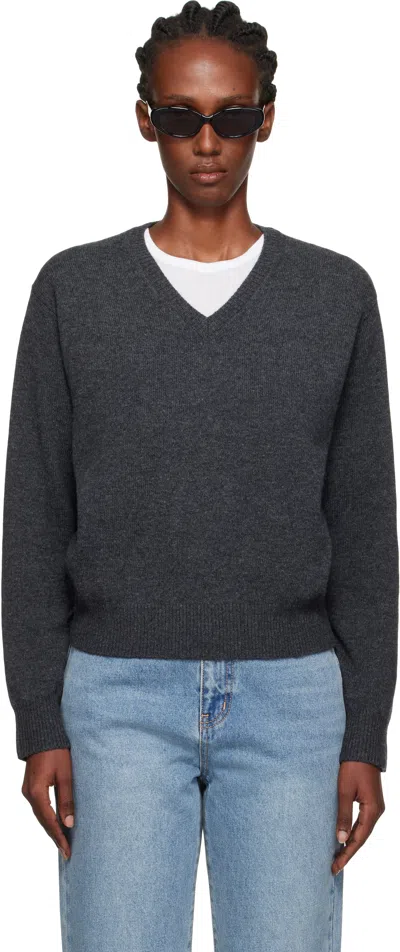 Dunst Gray Cashmere V-neck Sweater
