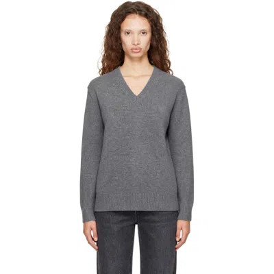 Dunst Gray Cashmere V-neck Sweater