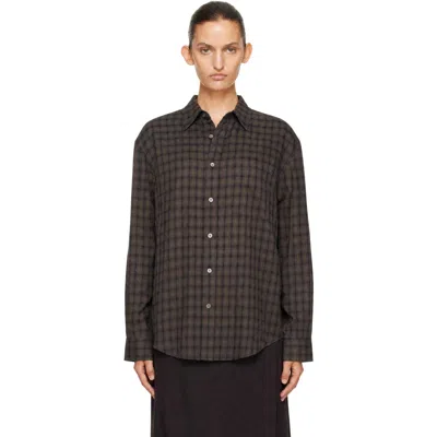 Dunst Gray Checked Flannel Shirt In Khaki
