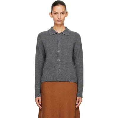 Dunst Gray Collared Knit Cardigan In Melange Grey