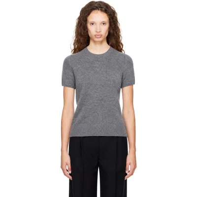 Dunst Gray Half Sleeve Knit Top In Melange Grey