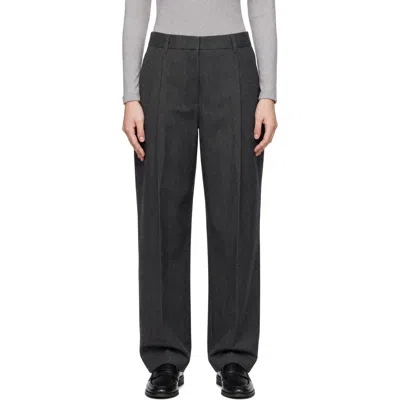 Dunst Gray Pleated Semi-wide Trousers
