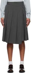 Dunst Gray Ribboned Wide Pleats Midi Skirt