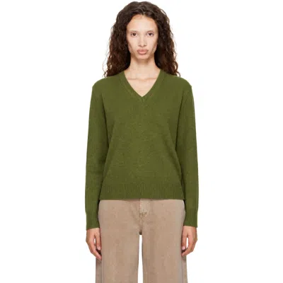 Dunst Green Cashmere V-neck Sweater