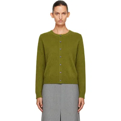 Dunst Green Crewneck Knit Cardigan In Olive Green