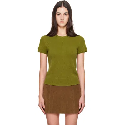 Dunst Green Half Sleeve Knit Top In Olive Green