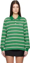 Dunst Green Multi Stripe Collared Polo In Green Stripe