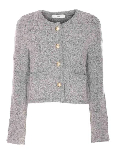 DUNST GREY COLLARLESS KNIT JACKET