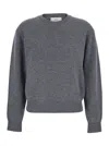Dunst Grey Crewneck Sweater With Ribbed Trims In Cashmere Woman In Gray