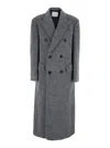 Dunst Grey Double-breasted Coat With Peak Revers In Brushed Wool Woman In Gray