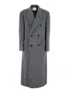 Dunst Grey Double-breasted Coat With Peak Revers In Brushed Wool Woman In Gray