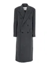 Dunst Grey Double-breasted Coat With Peak Revers In Cashmere Woman In Black