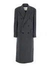 Dunst Grey Double-breasted Coat With Peak Revers In Cashmere Woman In Black