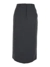 Dunst Grey Long Skirt With Belt Loops And Rear Single Slit In Wool Blend Woman In Black