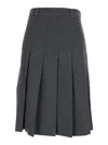 Dunst Grey Pleated Midi Skirt With Belt Loops And Side Concealed Closure In Wool Woman In Gray