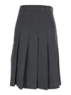 Dunst Grey Pleated Midi Skirt With Belt Loops And Side Concealed Closure In Wool Woman In Gray