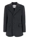 Dunst Grey Single-breasted Jacket With Notched Revers In Cashmere Woman In Blue