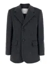 Dunst Grey Single-breasted Jacket With Notched Revers In Cashmere Woman In Gray