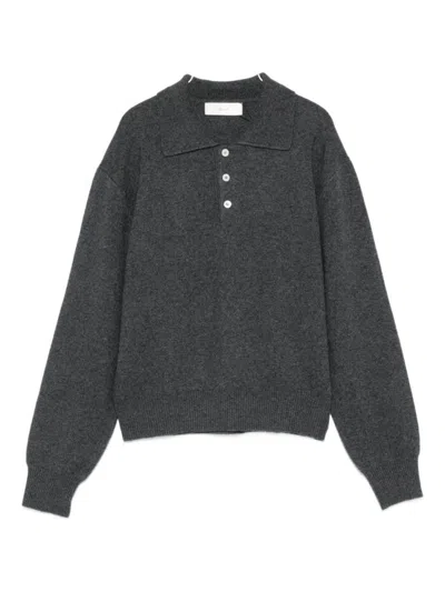 Dunst Grey Wool Polo Sweater In Gray