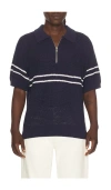 Dunst Half-zip Cotton Blend Sweater In Blue