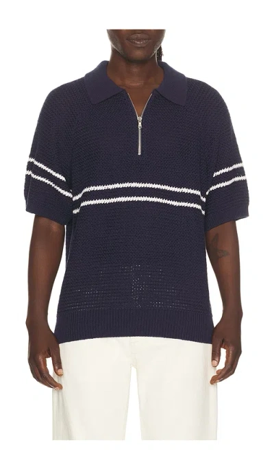 Dunst Half Zip Polo In Blue