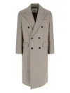 Dunst Herringbone Double-breasted Coat In Neutral