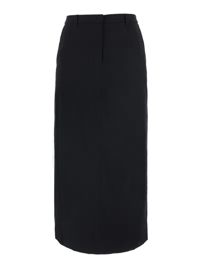Dunst H-line Long Straight Hem Skirt With Side Closure In Black