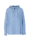 Dunst Hooded Checked-pattern Shirt In Blue
