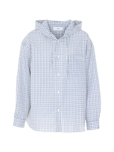 Dunst Hooded Checked-pattern Shirt In Blue