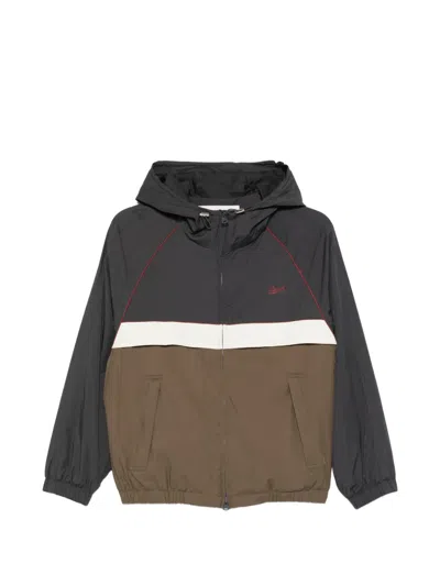 Dunst Hooded Color Block Coat Elastic Finish In Multi