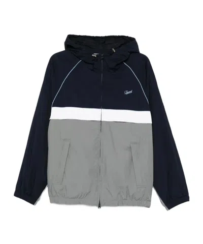 Dunst Hooded Colourblock Windbreaker In Gray