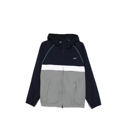Dunst Hooded Colourblock Windbreaker In Blue