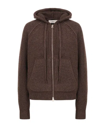 Dunst Hooded Zip-up Cardigan In Brown