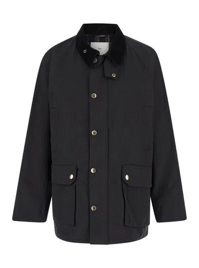 Dunst 'hunting' Black Jacket With Classic Collar And Adjustable Belt In Cotton Blend Man