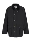 Dunst 'hunting' Black Jacket With Classic Collar And Adjustable Belt In Black