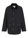 Dunst 'hunting' Black Jacket With Classic Collar And Adjustable Belt In Black