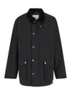 Dunst 'hunting' Black Jacket With Classic Collar And Adjustable Belt In Black