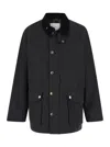 Dunst 'hunting' Black Jacket With Classic Collar And Adjustable Belt In Black