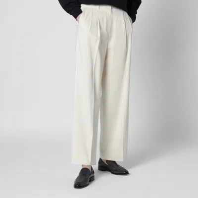 Dunst Ivory Double-pleat Trousers In Cotton Blend In Multi