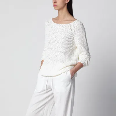 Dunst Ivory Loose-knit Cotton-blend Top In White