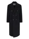 Dunst Black Double-breasted Coat With Peak Revers In Cashmere Woman In Black