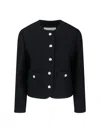 Dunst Cropped Black Tweed Jacket With Button Detailing In Blue