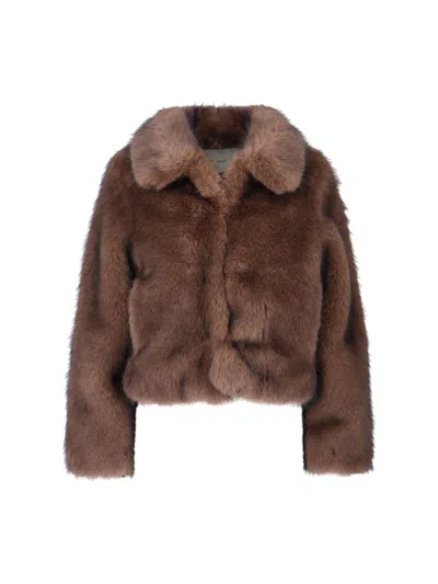 Dunst Faux Fur Jacket In Brown