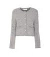 Dunst Grey Collarless Knit Jacket In Gray